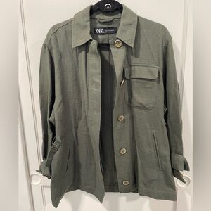 Zara Khaki Green Casual Jacket